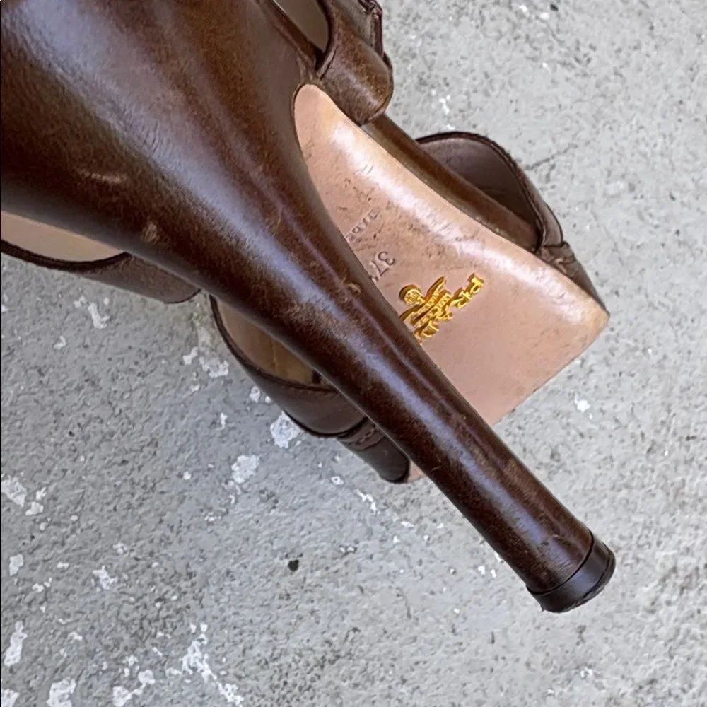 Prada crisscross open toe platforms